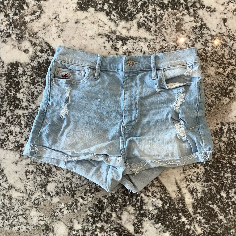 High Waisted Distressed Hollister Jean Shorts